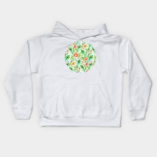 Peacock Feather Posies on white Kids Hoodie